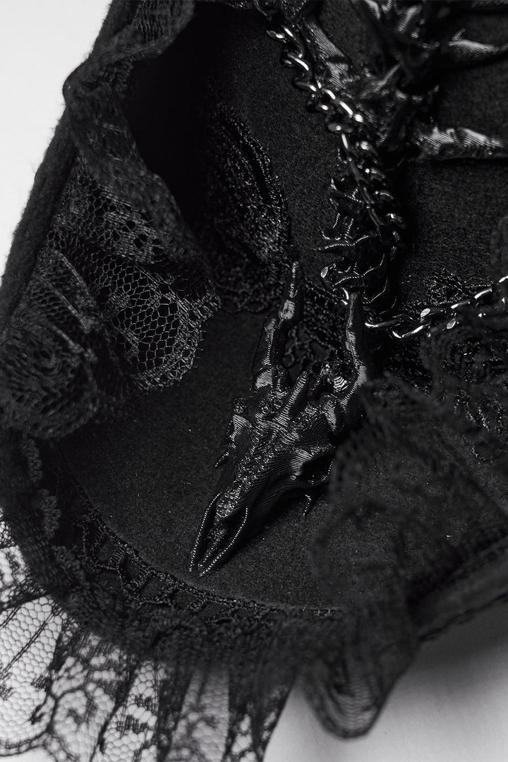 punk ruffled pirate hat with chains