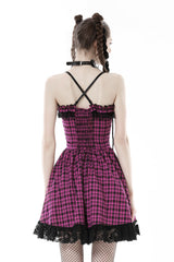 Vestido a cuadros rosa de la muerte 