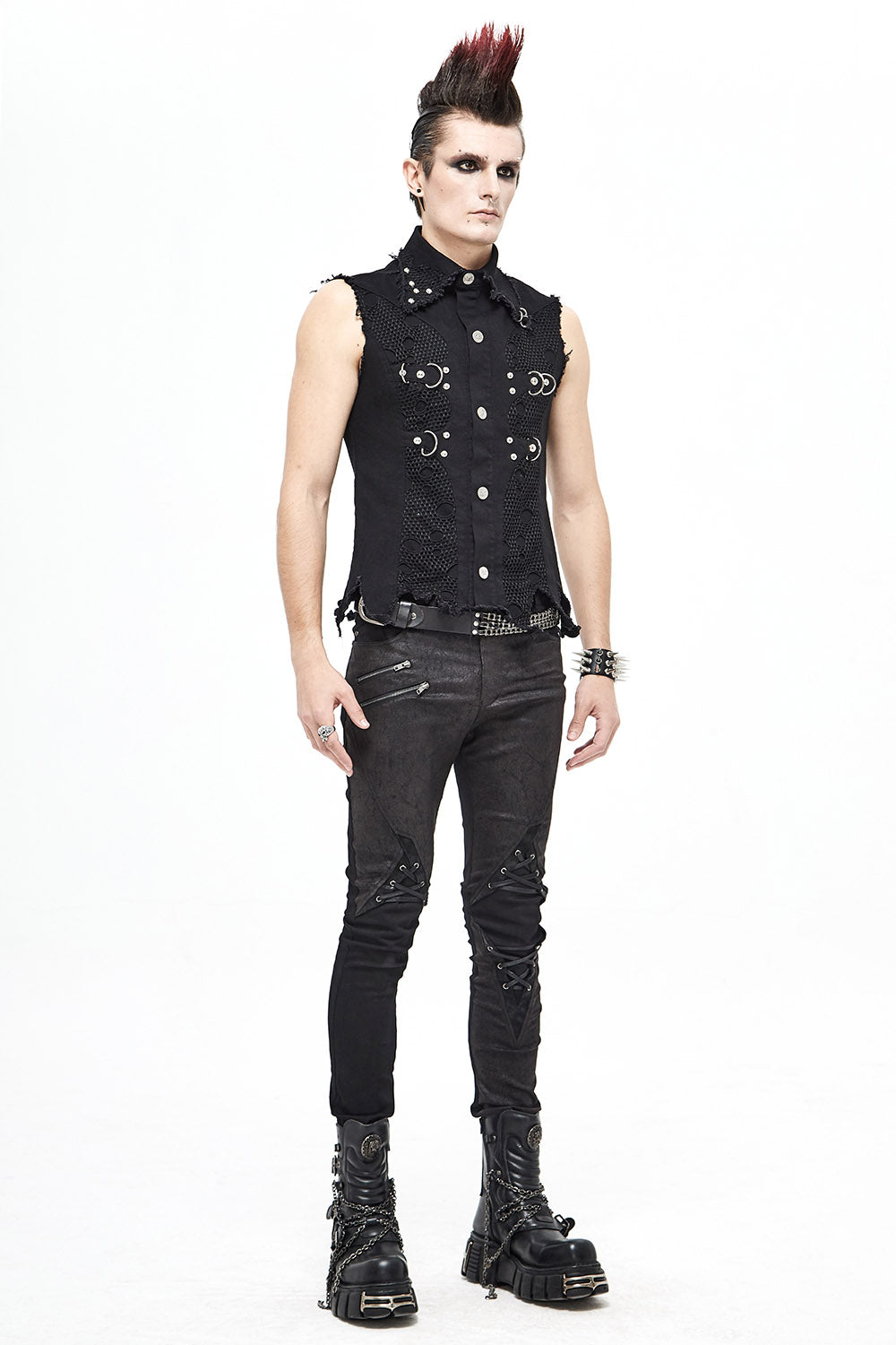 punk mens shredded wasteland tank top
