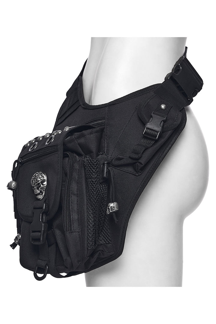 grommet eyelet skull studded waist bag