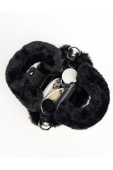 pierced small punk black vegan fur purse