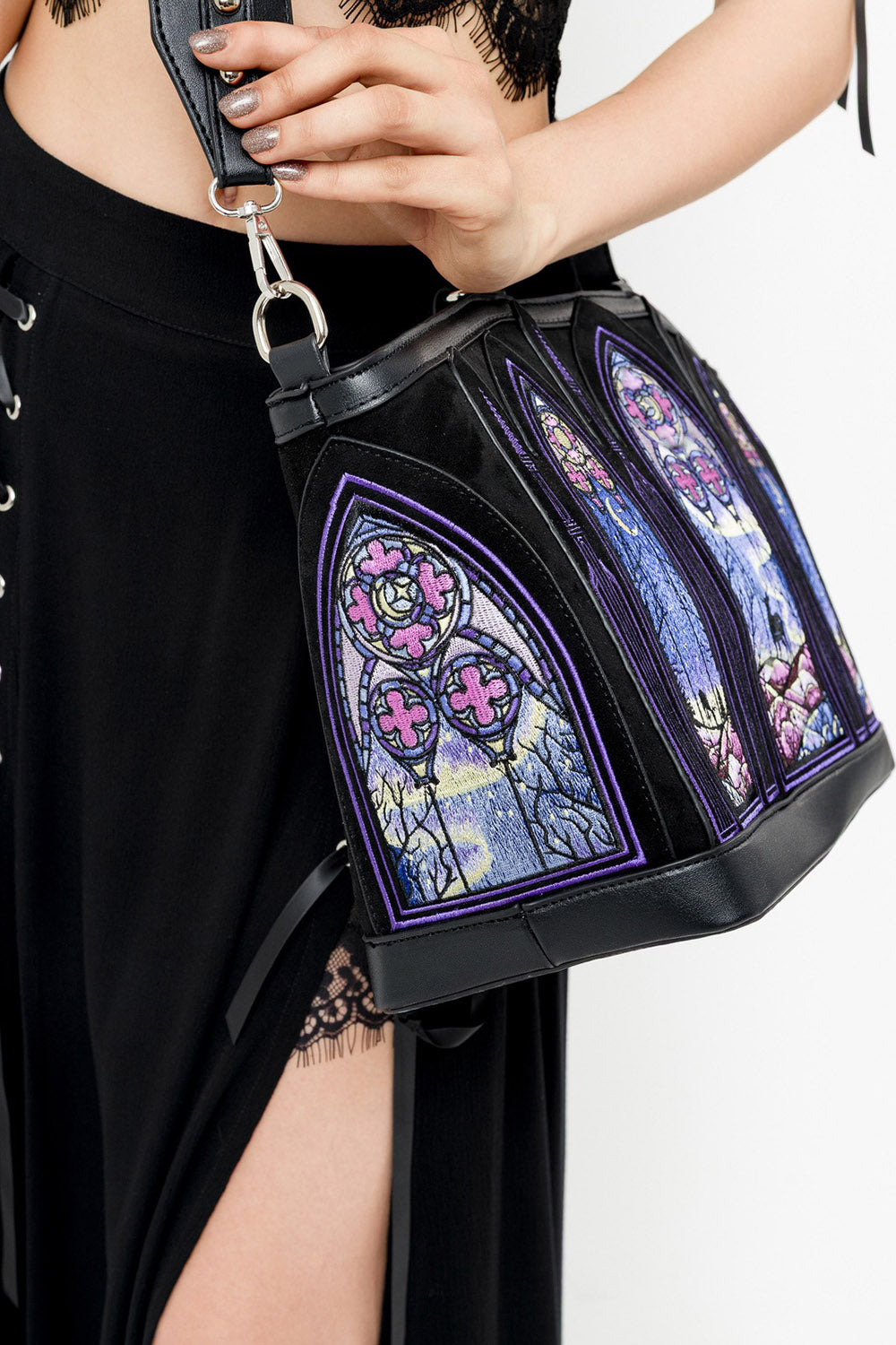 restyle embroidered medieval goth handbag