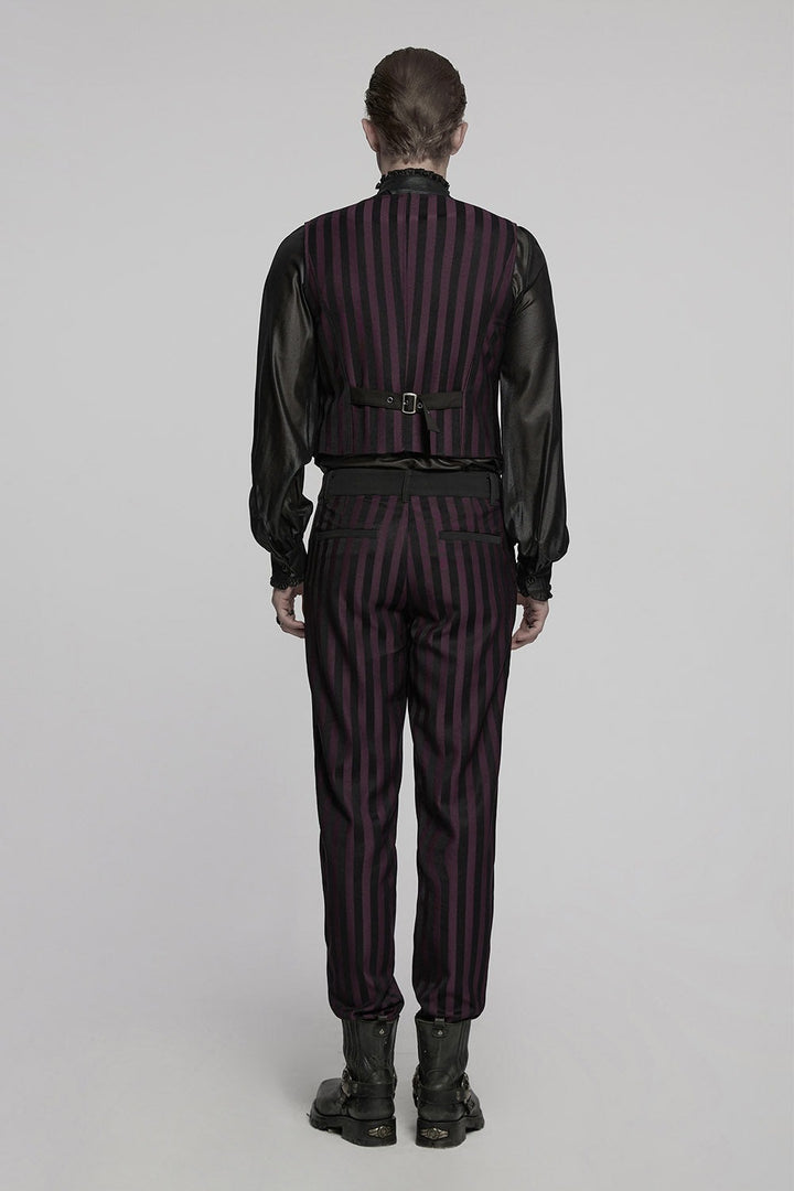 wien red burgundy striped pants for men 