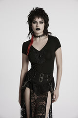 womens cap sleeve gothic cotton top 