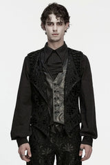 Gothic Floral Embroidered Buckle-up Vest with buttons