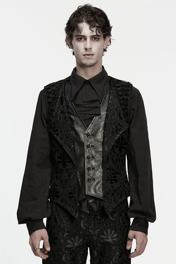 Gothic Floral Embroidered Buckle-up Vest with buttons