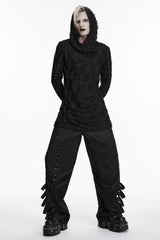 goth hooded top with textured fabric
