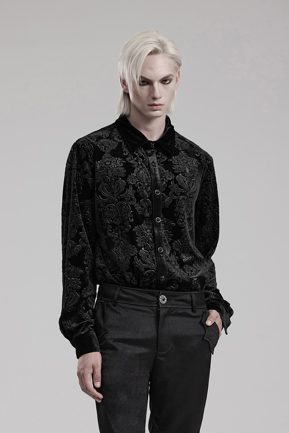 mens punk rave buttoned collared shirt