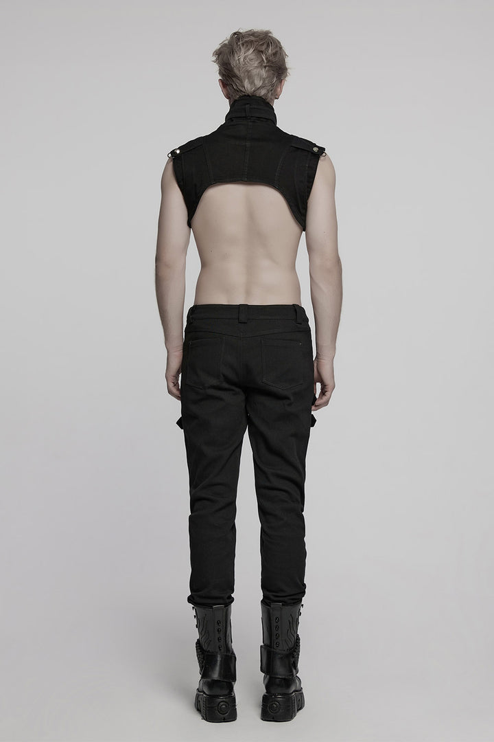 mens black slim fit punk pans
