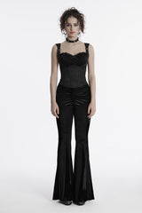 punk rave black velvet ruched flared bell bottoms 