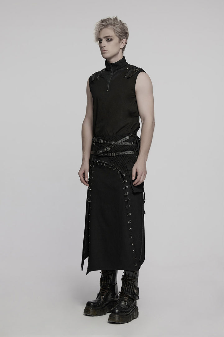 mens buckled and pierced kilt 