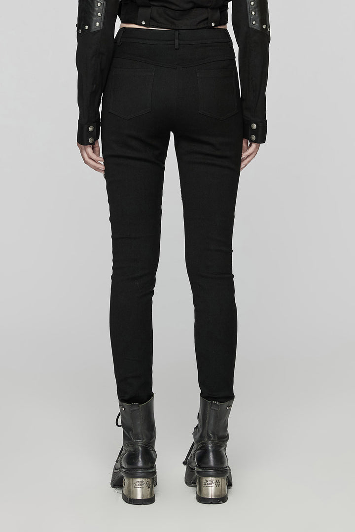 punk rave black mid-rise skinny jeans 