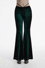 forest green velvet bell bottom flares pants