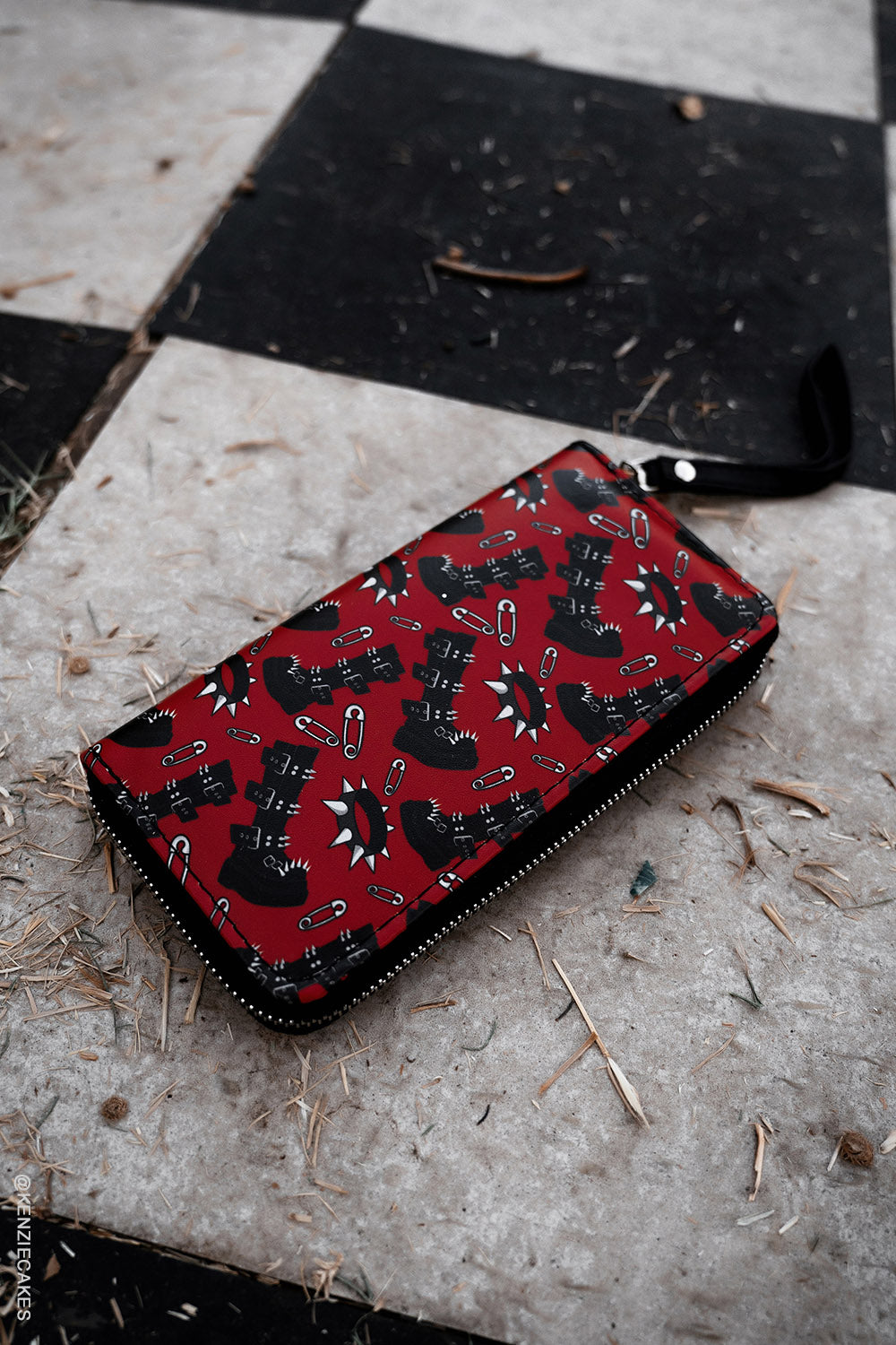 spiked punk studded pattern wallet