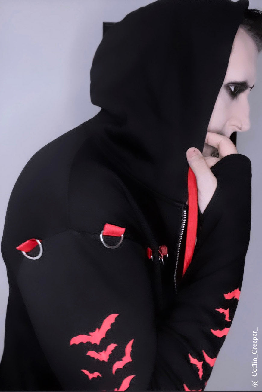 mens gothic hoodie with bat sleeves