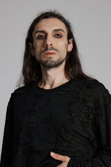 mens long sleeve distressed shredded shirt by punk rave
