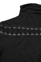grunge goth embroidered lace up shirt 