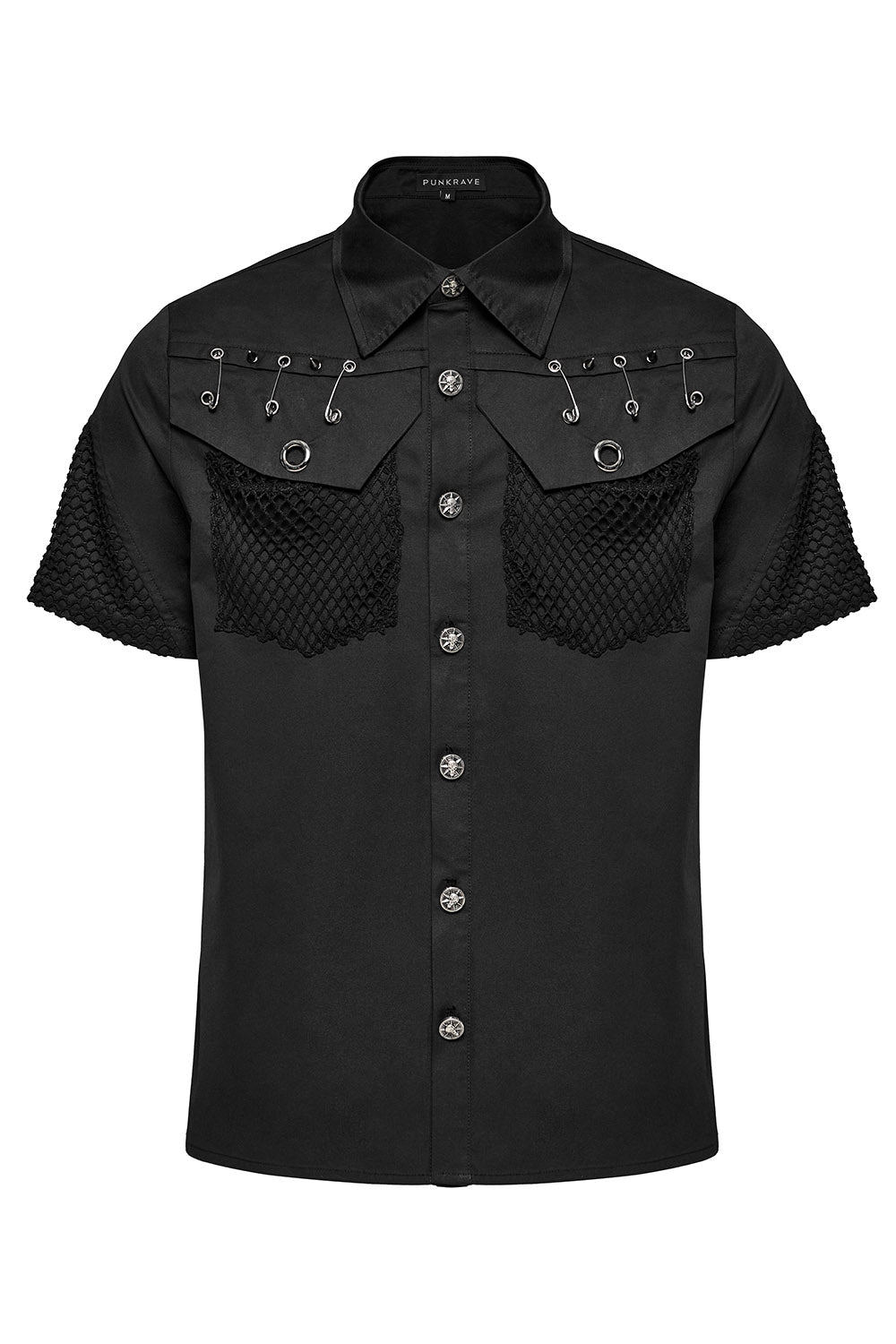 mens black punk collared button-up shirt