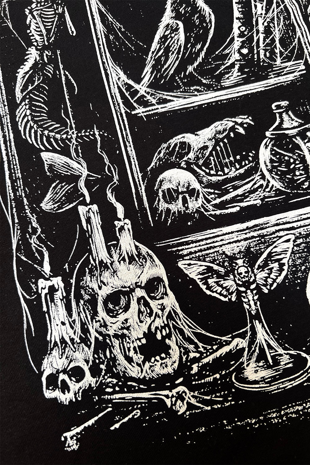animal and human skull cabinet of curiosities graphic hoodie 