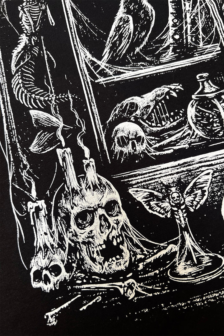 animal and human skull cabinet of curiosities graphic hoodie 
