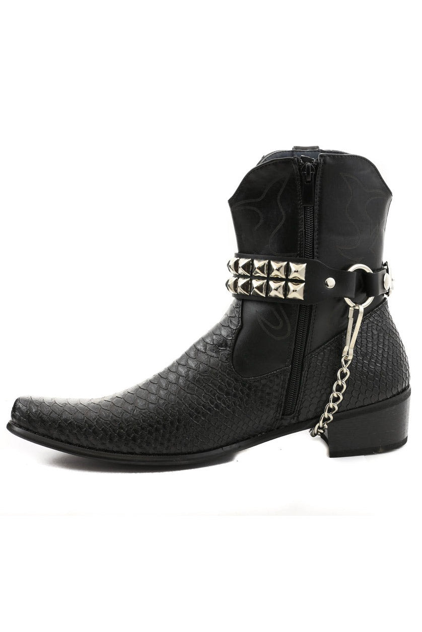 mens studded pyramid boot strap