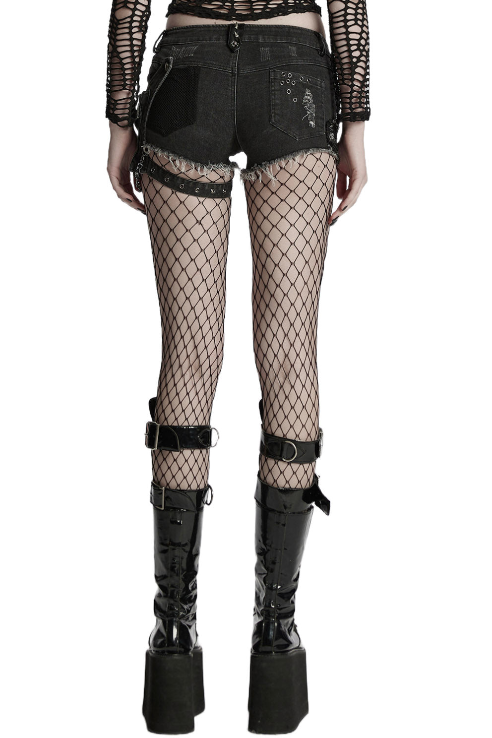 buckled punk shorts with bag