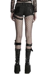 buckled punk shorts with bag
