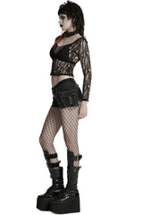 womens low-rise buckled punk shorts