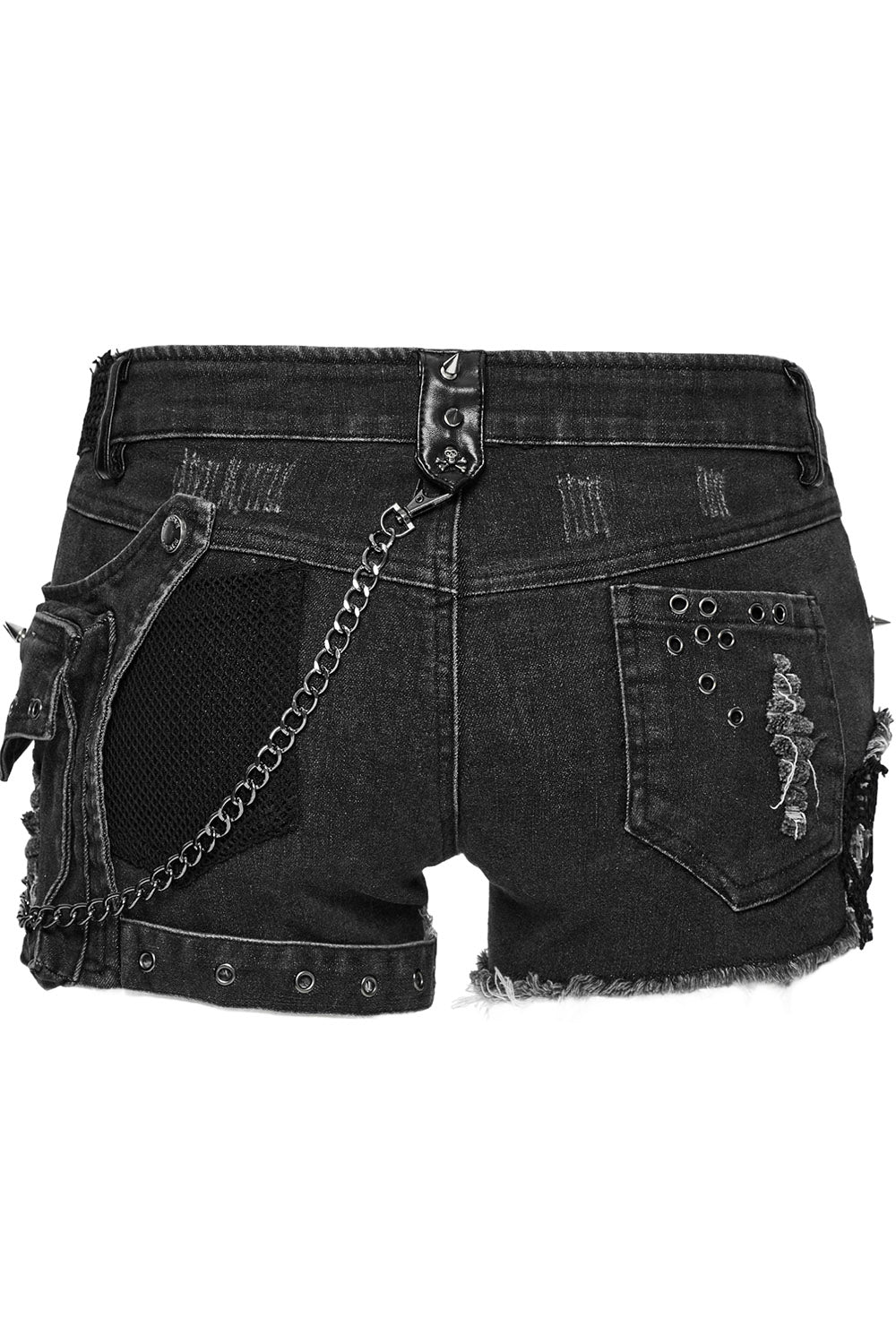 eyelet buckled punk shorts