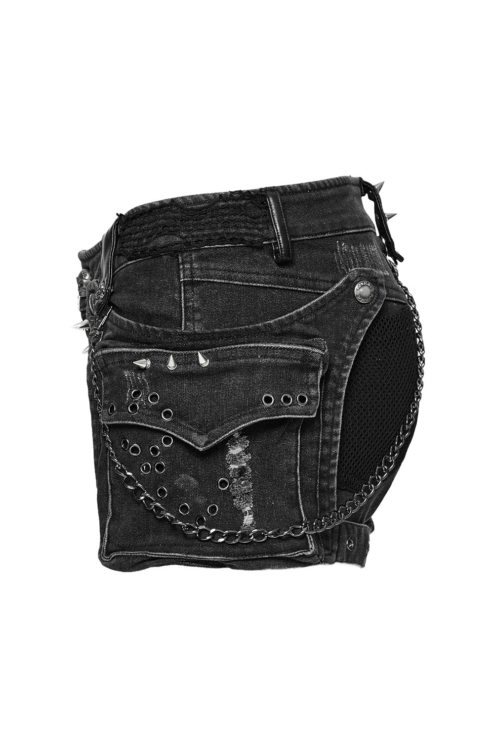 low-rise womens buckled punk shorts