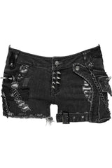 buckled punk shorts with chain strap