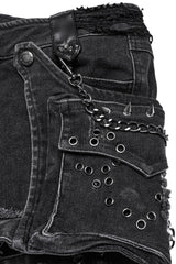 womens eyelet studded buckled punk shorts