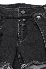 studded buckled punk shorts