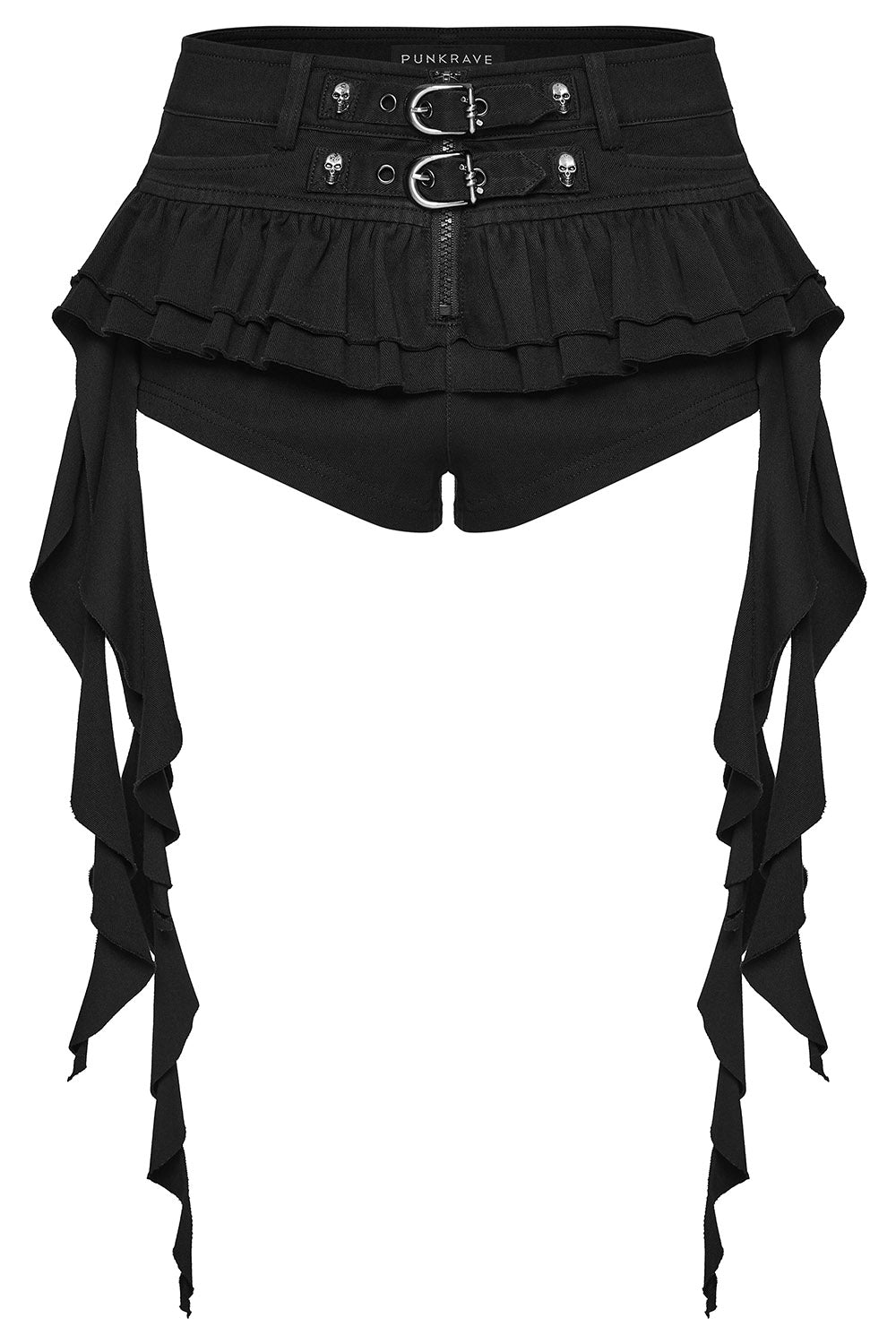 womens studded ruffled shorts