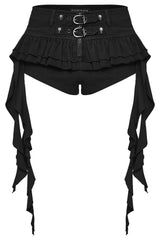 womens studded ruffled shorts