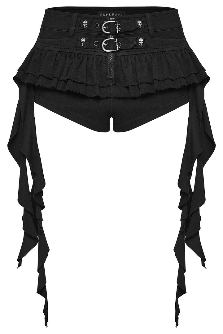 womens studded ruffled shorts