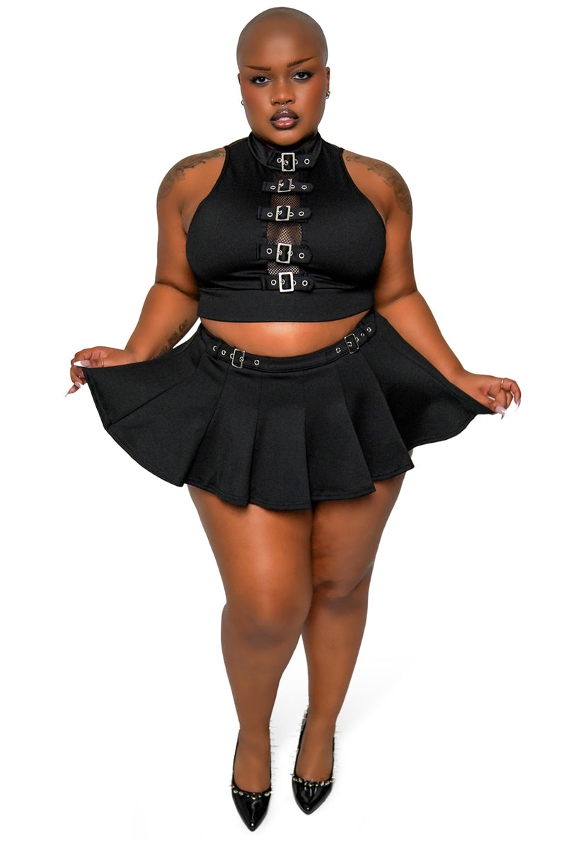 gothic swim skirt with hardware