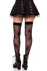 emo skull and crossbone thigh highs