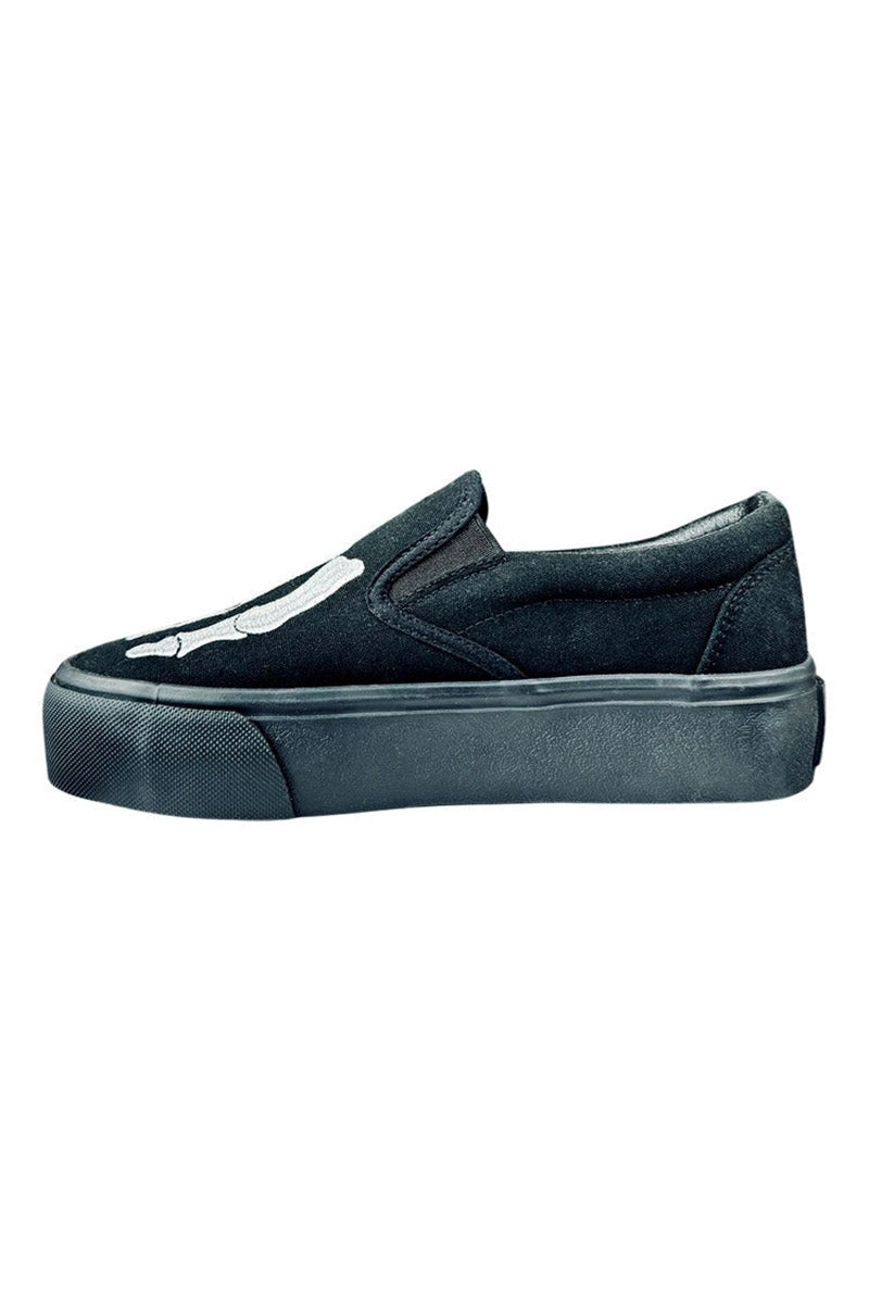 emo skeleton bones platform slip on shoes