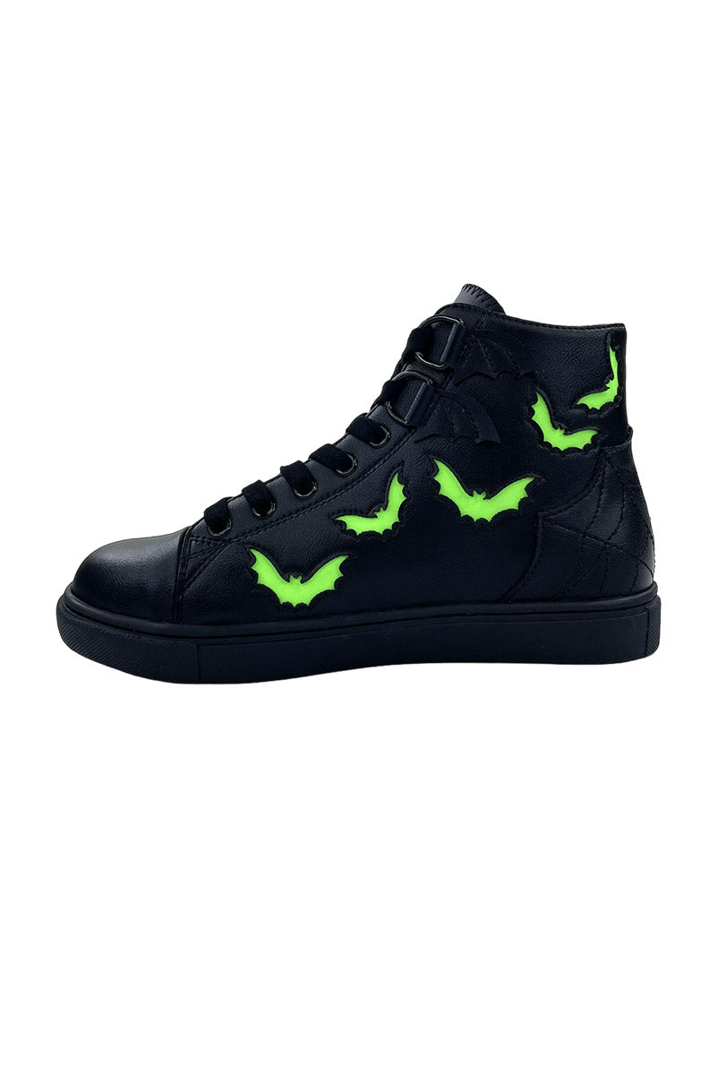 womens gothic black bat sneaker shoes with platform