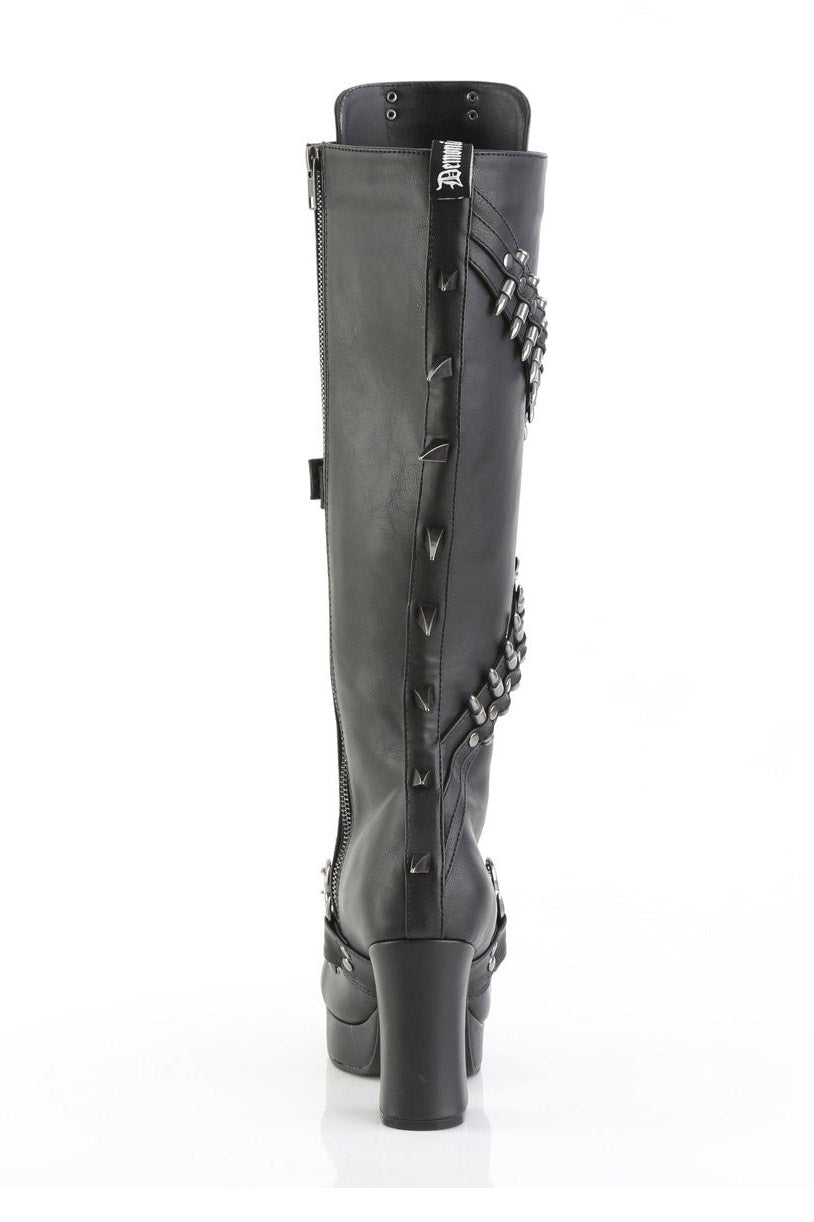 womens spiked demonia knee-high gothic platforms 