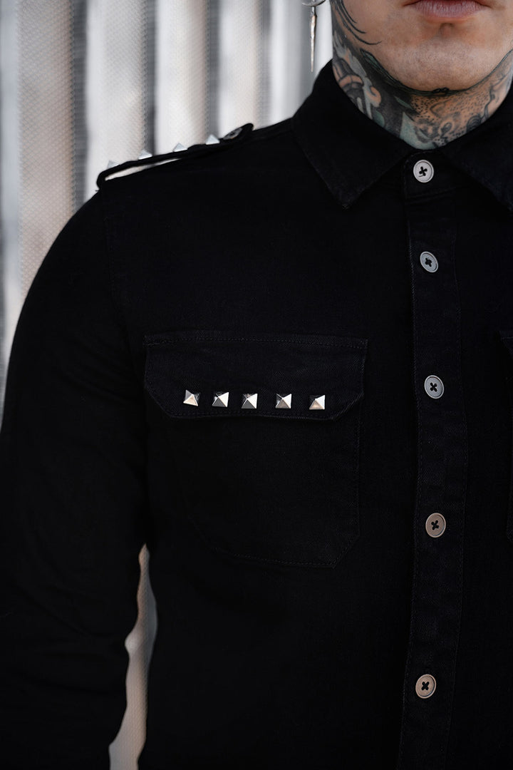 mens long sleeve button down gothic top