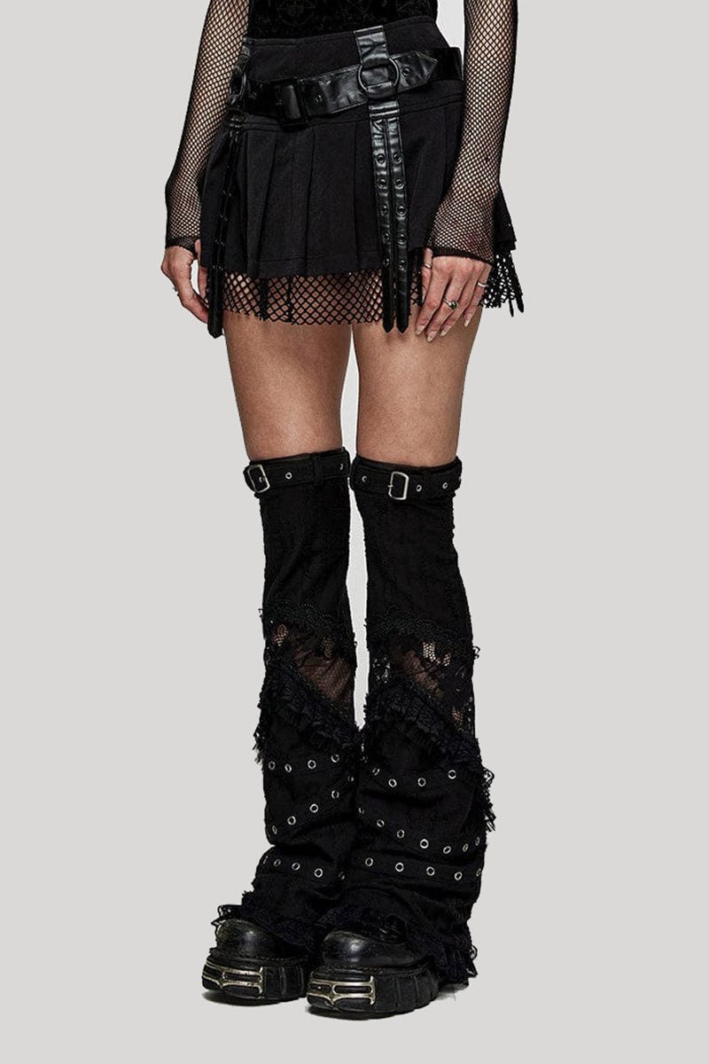gothic short fishnet hem skirt 