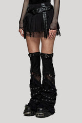 gothic short fishnet hem skirt 