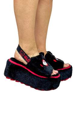 QOZII Slide Gloomy Bear Platform Sandals [BLACK]