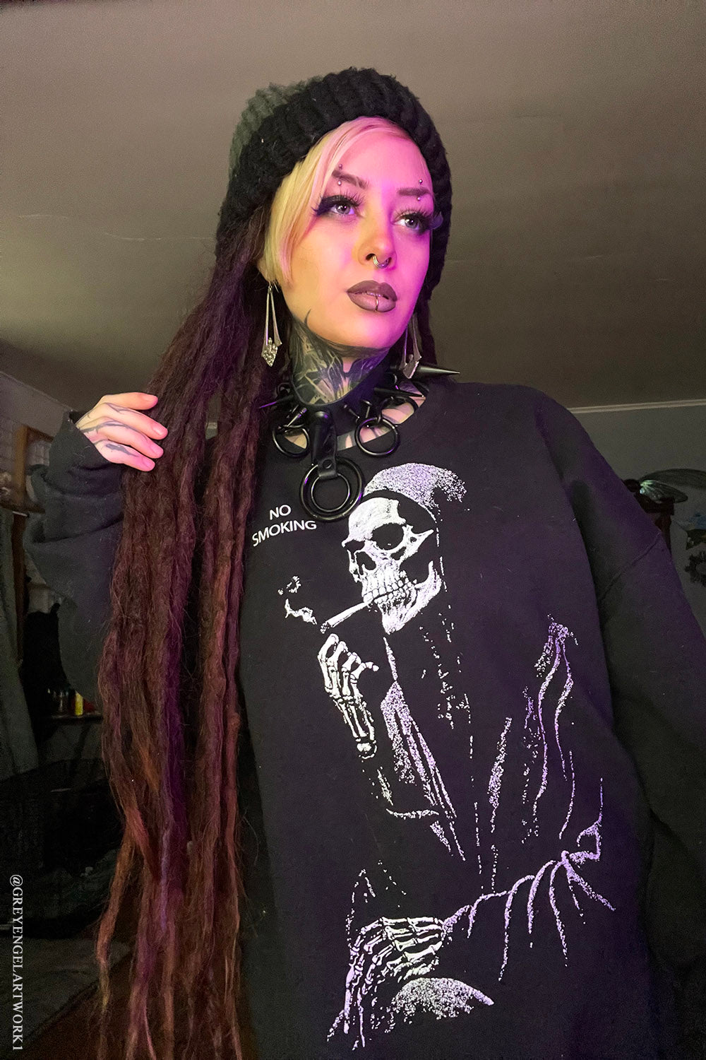 grunge goth skeleton sweatshirt 