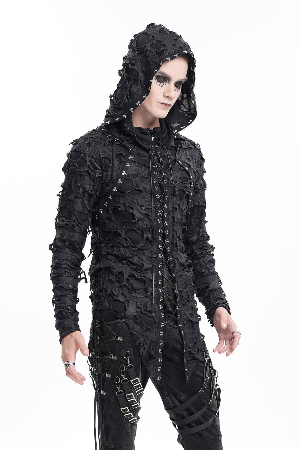 mens studded punk post-apocalyptic long sleeve top 