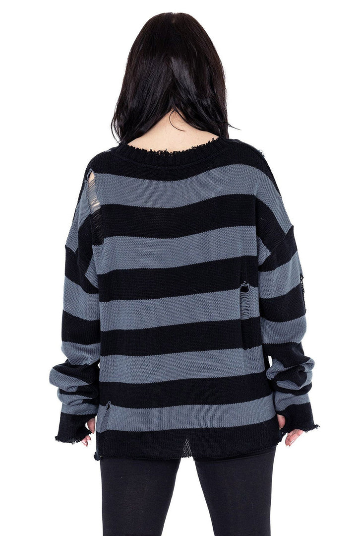 womens grunge goth stripe sweater