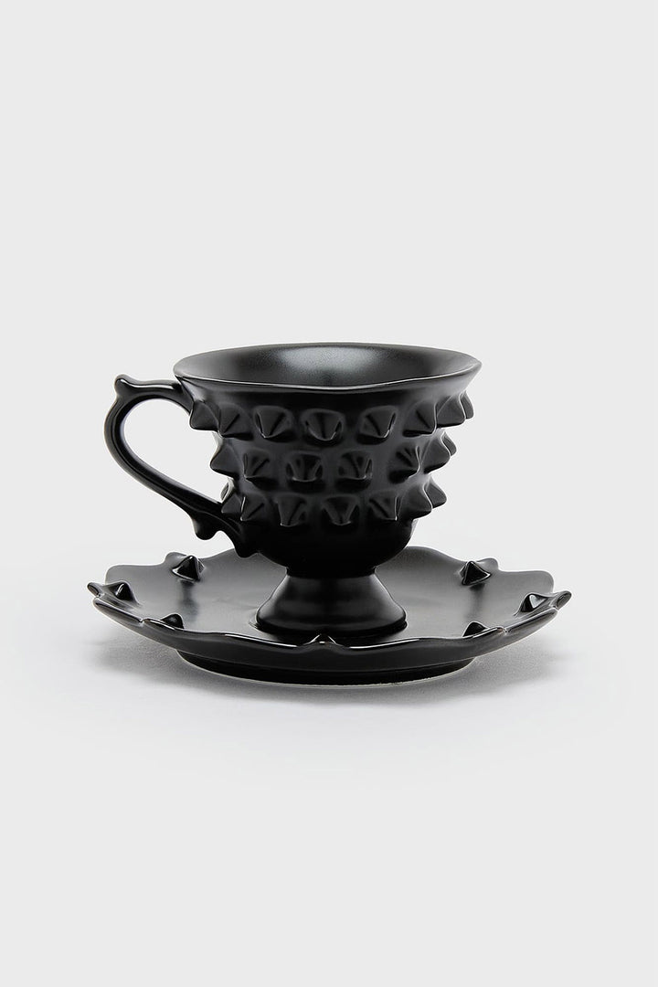 killstar punk rock spiked studded mug and matching plate