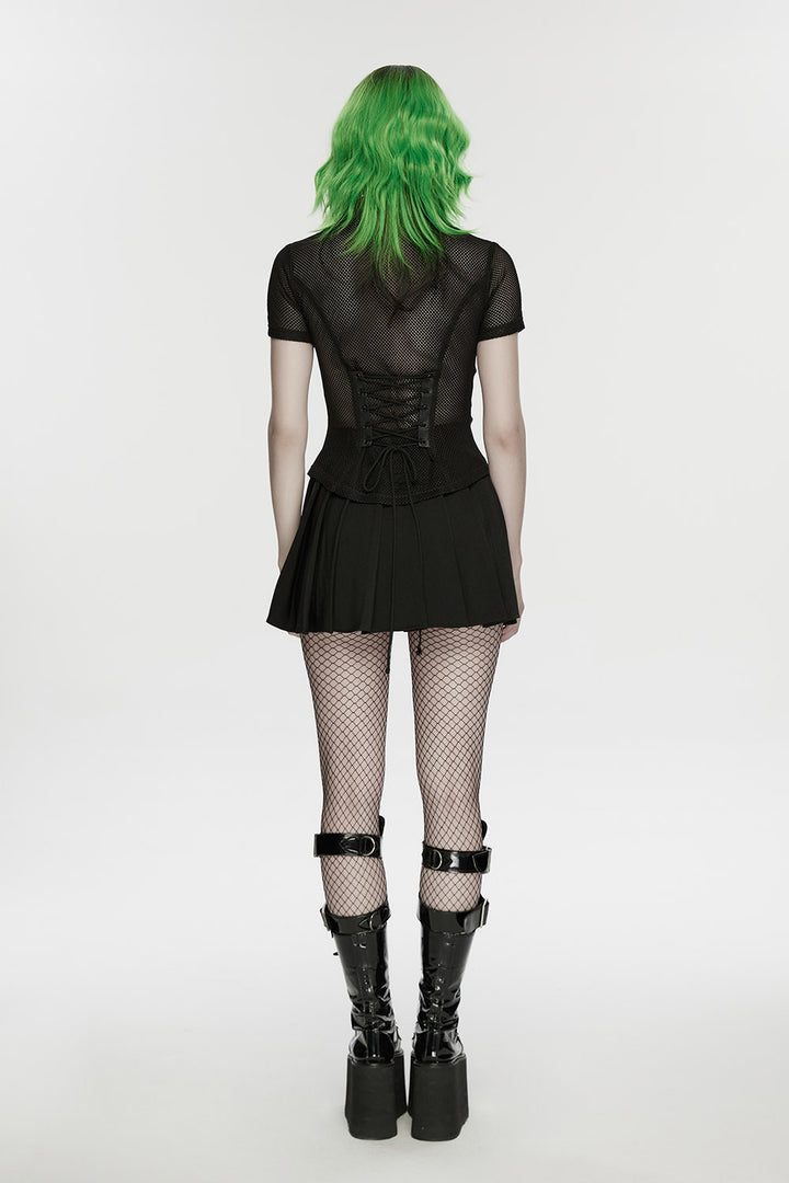 emo womens button-up short sleeve punk top
